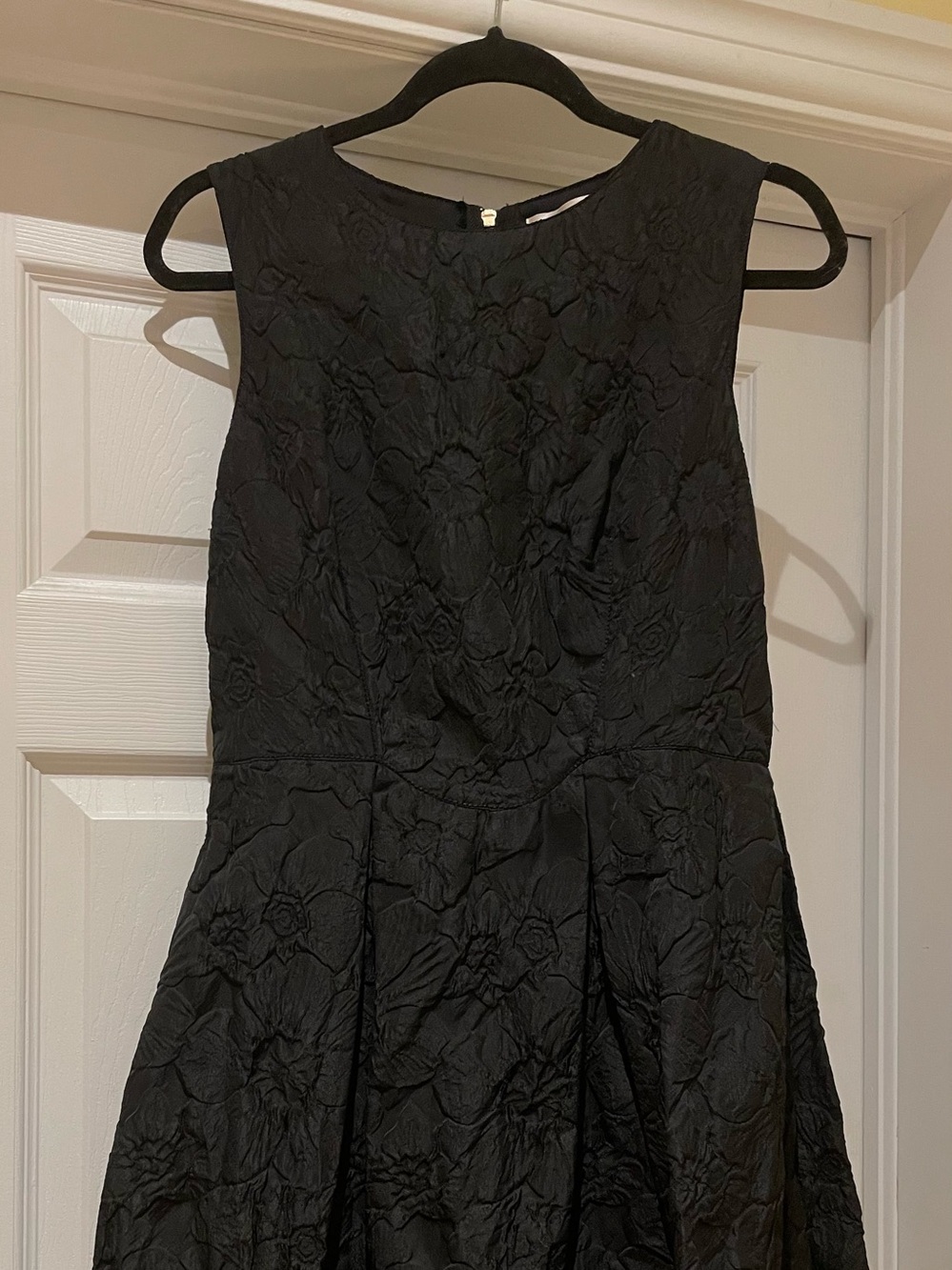 Black Floral Jacquard Fit & Flare Dress Romantic Maximalist Holiday Size 6